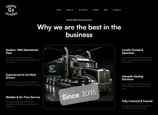 Image showing Garman Trucking website's redisigned by Reputable Image